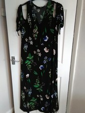 Very Ladies BLACK FLORAL MAXI DRESS - Cold Shoulder SIze 20