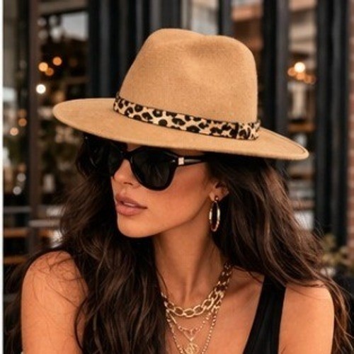 Leopard band fedora - band, hat