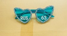 George Russell Mercedes Themed F1 Heart Shaped Glitter Glasses