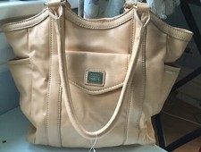 Liz Claiborne genuine cream large Faux Leather PVC  handbag shoulder bag NEW TAG