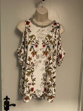 Ladies NEXT Floral Print Cold Shoulder Top with Bead Detail -  Size 10