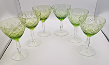 Set 6 Cut Glass Green Sherry