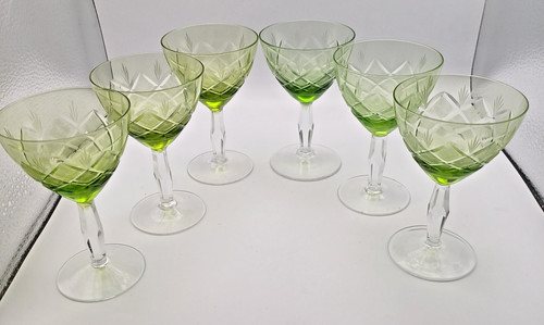 Set cut glass green - cut,
