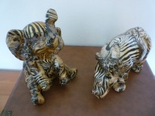 VINTAGE COLLAGE SAFARI COLLECTION ( ELEPHANT AND RHINO )