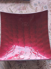 Red 10" square decorative fruit bowl