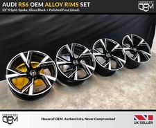 GENUINE OEM AUDI 22 X 10.5 RS6 2020 TRAPEZOIDIAL ALLOY WHEELS GLOSS BLACK POLISH