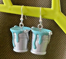 PAINT BUCKET EARRINGS kawaii cute duck egg blue artist painter gift crafter cott