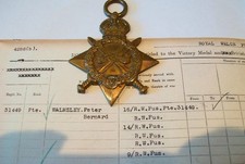 WW1 1915 Star 16th Royal Welsh Fusiliers Peter Walmsley + served 14th RWF Pals