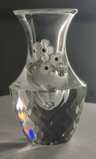 Vintage Swarovski Crystal Bud Vase 012259 – 3 Frosted Flowers – Old Logo – VGC