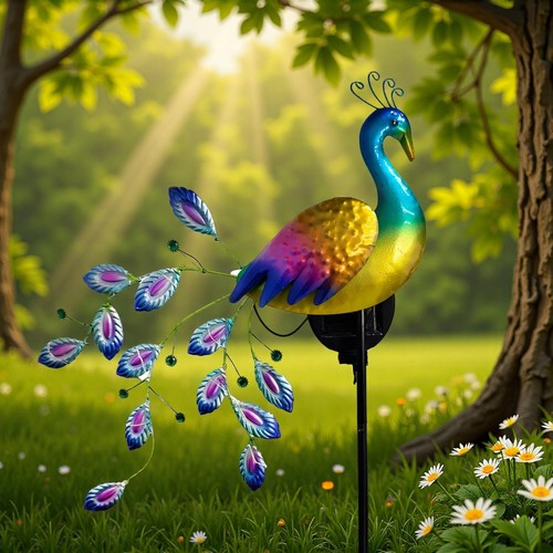 Metal peacock lawn - peacock, solar