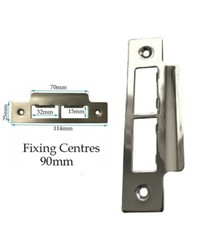 Double Door Strike Plate Chrome Polished Stainless Steel Long Latch