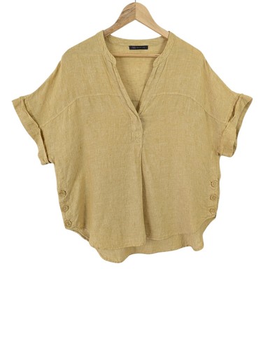 Linen butter yellow blouse - butter,