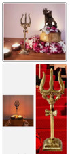 5" Decorative Handcrafted Brass Trishul with Damru Lord Shiva Hindu Puja Mandir