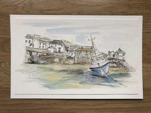Watercolour painting port - of,