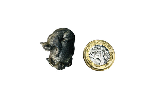 Pewter thimble cat chasing - thimble,