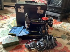Singer 221K Featherweight Sewing Machine In Case Working - Lot of Attachments.