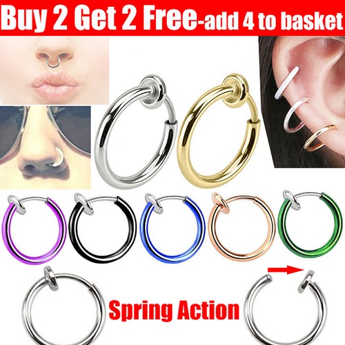 Fake nose ring spring clip - ring,