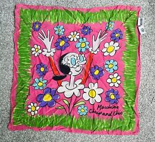 Moschino Olive Oyl Pink Print Patterned Silk Scarf