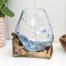 Blue Dimple Molten Glass Bowl