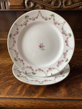 2 Crown Staffordshire Green Ribbon Bow Tea Side 8” Plates Pretty Ditsy Rose