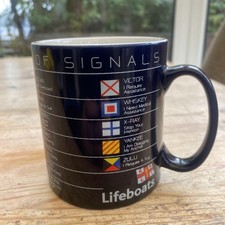 RNLI Lifeboats sailing Coffee Tea Code of Signals Blue Ceramic Mug Flags 