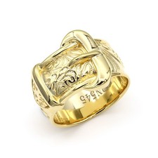 Mens Flash-plated Solid Brass Jewelco London Single Buckle Ring 16mm Size V