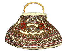 Carpet Bag Bamboo Handle Tote