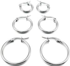 Silver Hoop Hinge Hoops French Lock Ear Huggies 8mm 10mm 15mm 20mm 30mm Earrings