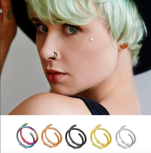 Double spiral ring nose ear - double,