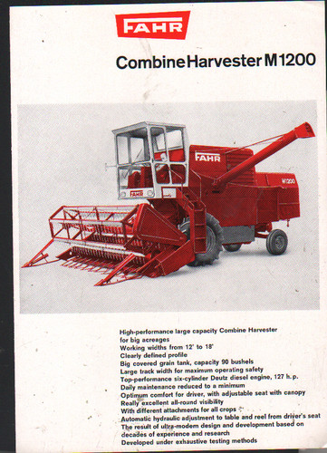 Fahr 1200 combine - fahr, 1200"
