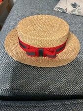 Vintage A.C.S Designs Berkhamsted  Woven Straw Boater Hat With Ribbon Band 2