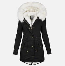 Fur Fleece Hooded Jacket Winter Parka Coats Plus Women Ladies Warm Long Coat UK