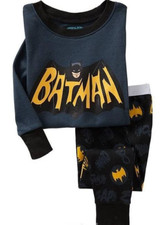 Kids Boys Batman Nightwear Long Sleeve Cotton Pyjamas Black Sleepwear Top Pant