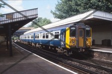 RAILWAY LOCOMOTIVE 35MM SLIDE – CLASS 455 EMU AT UNKNOWN STATION 1980’S