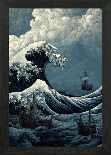 Stormy seas sailing ships - seas,