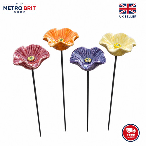Flower shaped ceramic bee - ceramic,