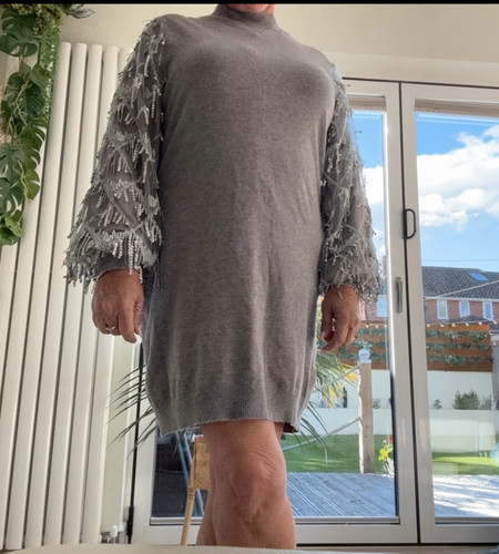 Quiz grey knit jumper dress - quiz,