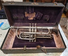 Antique 1907 Martin Cornet Silver Plate Elkhart Indiana Musical Instrument 