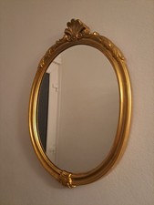 Gold Oval Gilt Wood Frame Mirror Wall Hanging Vintage Style Home Decoration