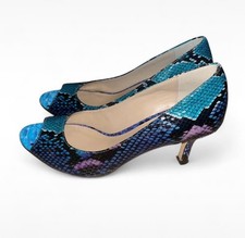 Women’s Dune Snakeskin Blue Multi Peep Toe Courts Size 5 High Heels Kitten Heels