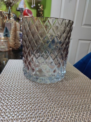 Diamond cut glass vase - cut,