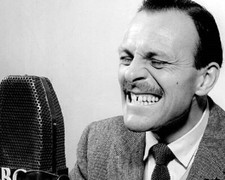 Terry-Thomas does his famous toothy grimace before BBC microphone 24x30 poster