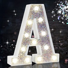 LED Marquee Letter Lights, Light Up Silver Letters for Bedroom Glitter Gifts ...