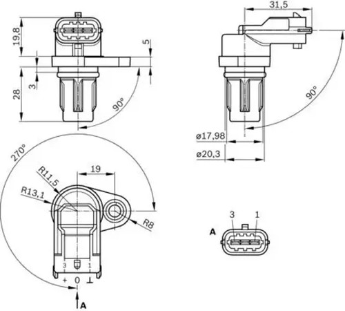 Camshaft position sensor 232 - position, 0