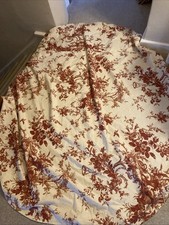 Vintage Jonelle  Duracolour Beavais Red Toile Fabric Round Tablecloth Cotton