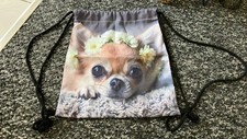 Girls Material Chihuahua Dog Draw String Bag PE Bag