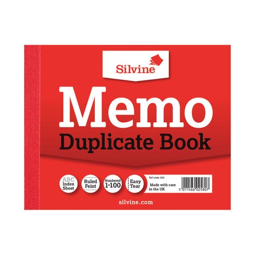 Duplicate memo book silvine - book,