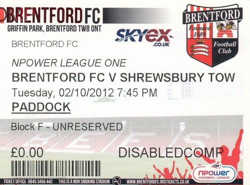 Ticket brentford v - -,
