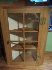 Small Oak Corner Unit Glazed Bathroom Kitchen Cabinet Cupboard