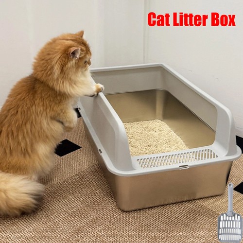 Stainless steel cat litter box - steel,